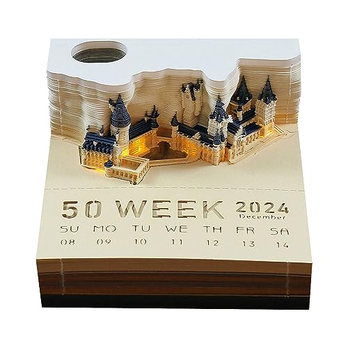 Kreative Haftnotizen, 3D-Papierskulpturen, Memoblock, Nachfüllpackung Magic Castle, Papierskulptur, 3D-Haftnotizen, Haftnotizen, Desktop-Ornament, Geburtstagsgeschenk, beleuchtet von KRYLL