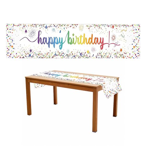 1 Stück Bunte Geburtstagstischdecke, Sterntischdecke, Dekorative Tischdecke, Bunt Bedruckte Tischdecke, Mehrpersonen-Partytischdecke, Kinder-Cartoon-Tischdecke von KRYMSON