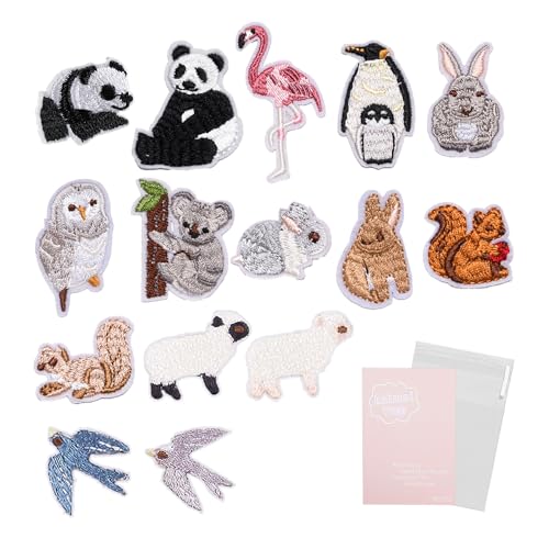 15 Stück Tier-Aufnäher, Aufbügelflicken für Kinder, Aufbügelflicken für Kleidung, niedliche bestickte Aufbügelflicken, Tier-Reparaturflicken, geeignet für Hosen, Hemden, Kleider 15 Stück Tier-Aufnäher, Aufbügelflicken für Kinder, Aufbügelflicken für Kleidung, niedliche bestickte Aufbügelflicken, Tier-Reparaturflicken, geeignet für Hosen, Hemden, Kleider von KRYMSON