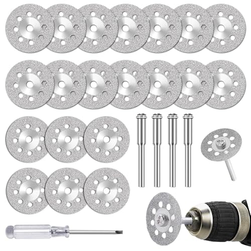 25 Stück Diamant Trennscheiben Set, Hochleistungsschneidscheiben für Metall, Stein, Holz, Fliese, und Glas, Kompatibel mit Rotationswerkzeugen von KRYMXAR