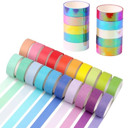 30 Rollen Washi Tape Set, Buntes Klebeband Und Glitzer Washi Tape Für DIY-Bastelarbeiten Und Bullet Journals, Scrapbooking Und Geschenkverpackungen (3m X 0.75cm/Rollen) von KRYMXAR