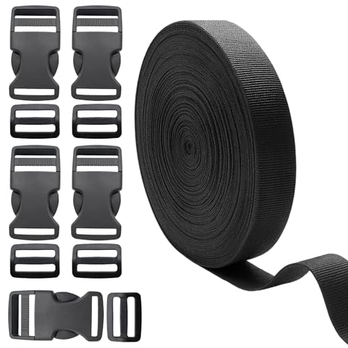 Hochwertiges Gurtband 25mm: Das strapazierfähige Nylonband bietet eine hohe Belastbarkeit und Langlebigkeit; Ideal für verschiedene Anwendungen wie Rucksack-Schnallen-Ersatz oder Gurtschnalle von KRYMXAR