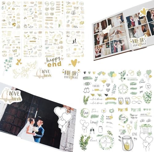 Hochzeitssticker Gästebuch, Elegante Aufkleber für Fotoalbum und Scrapbooking, 2 Sets Hochzeit Sticker für DIY-Projekte und Geschenkverpackungen von KRYMXAR