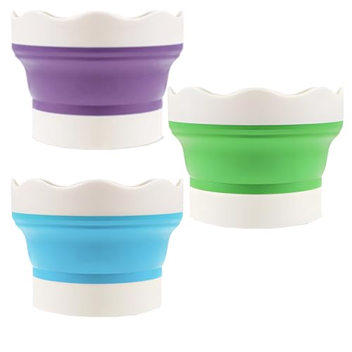 KRYMXAR 3 Pinselbecher, Wasserbecher Für Pinsel Schule, Faltbarer Wasserbecher, Standfester Wasserbehälter Farbe, Wassergefäß Schule Malen, Wasserbecher Schule 1. Klasse, Malbecher Schule von KRYMXAR
