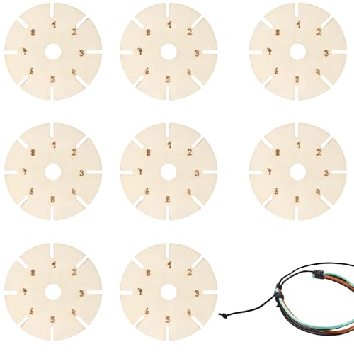 KRYMXAR Knüpfstern aus Holz, 8 Stück Flechtscheibe für Armbänder Knüpfen, DIY Handwerk Set für Kinder und Erwachsene von KRYMXAR