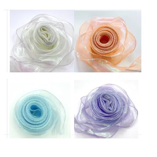 Schleifenband, Organzaband, 4 Rollen Geschenkband, Ideal für Hochzeitsdekoration, Geschenkverpackung und DIY-Projekte, Farben: Weiß, Champagne, Lila, Hellblau Schleifenband, Organzaband, 4 Rollen Geschenkband, Ideal für Hochzeitsdekoration, Geschenkverpackung und DIY-Projekte, Farben: Weiß, Champagne, Lila, Hellblau von KRYMXAR