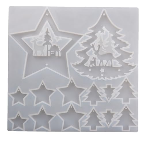 Silikonformen Gießformen Weihnachten, 1 Stück Silikonform Weihnachten Anhänger, Gipsformen Zum Gießen Weihnachten, Gießform für Gips und Harz, Ideal für DIY Weihnachtsdekorationen von KRYMXAR
