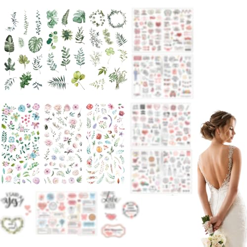 Sticker Hochzeit Gästebuch, Elegante Aufkleber Für Fotoalbum Und Scrapbook, Einzigartige Designs Mit Blumen- Und Blattmotiven, Ideal Für DIY-Projekte Und Hochzeitsdekorationen von KRYMXAR