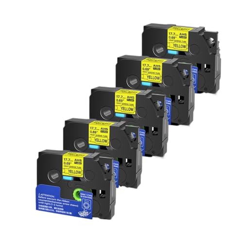 5 PCs Wärmeschreinrohrklebeband kompatibel mit HSE 231 HSE 221 HSE 211 241 251 611 621 631 Druckerbänder(Yellow-17.7mm) von KRZkwA