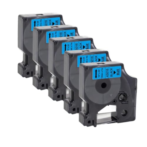 5PK 45013 12 mm D1 Tape Ersatzkompatibel mit Etikettenbändern 45010 45018 45024 Kompatibel mit Labelmanager LM160 280 Etikettdrucker(Black on Blue) von KRZkwA