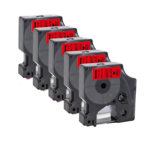 5PK 45013 12 mm D1 Tape Ersatzkompatibel mit Etikettenbändern 45010 45018 45024 Kompatibel mit Labelmanager LM160 280 Etikettdrucker(Black on Red) von KRZkwA
