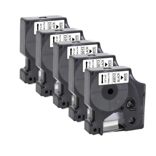 5PK 45013 12 mm D1 Tape Ersatzkompatibel mit Etikettenbändern 45010 45018 45024 Kompatibel mit Labelmanager LM160 280 Etikettdrucker(Black on White) von KRZkwA