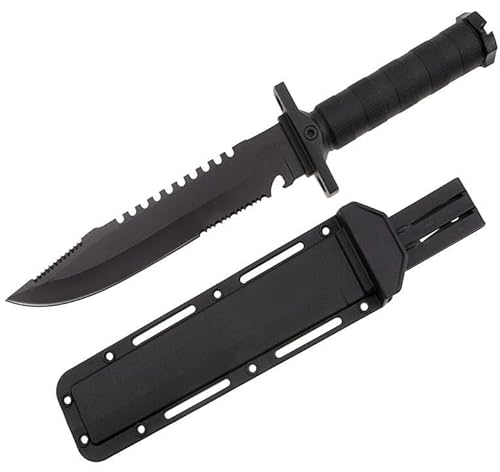 KS-11 Knife Outdoor Messer 35cm Länge - Bushcraft Messer mit rutschfesten Griff perfekt als Gürtelmesser - Schnitzmesser oder Jagdmesser incl. Kunststoffholster von KS-11