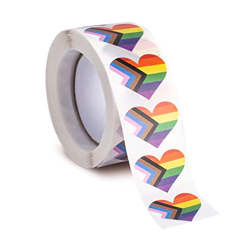 Progress Herz-Aufkleber für LGBTQ Pride Parades and Events Regenbogenflagge herzförmige Aufkleber auf einer Rolle von Sinwinkori