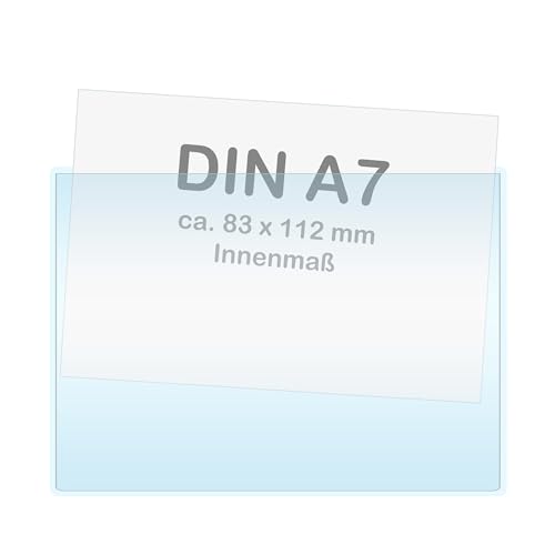 KLEBESHOP24 Selbstklebetaschen | Sichthüllen selbstklebend | Rechtecktaschen transparent | Klarsichthüllen zum Kleben (DIN A7 | breite Seite offen | 20 St.) von KS24 Products