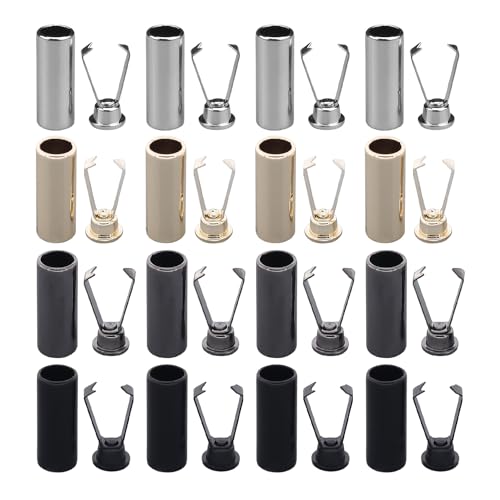 16 Stück Metallschnurschnallen, Schnürsenkelenden, Seilspitze, Kapuzenkordeln, Drahtendmetall, Drahtendkappen, Metalldrahtendstücke, Schnürsenkelköpfe (Silber, Schwarz, Gold, Silber und Schwarz) von KSBBHDS