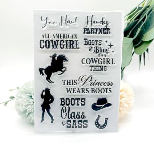 KSCRAFT 2025 April Cowgirl Cowboy Metall-Stanzformen Schablonen für DIY Scrapbooking dekorative Prägung DIY Papierkarte (Cowgirl-Stempel) von KSCRAFT