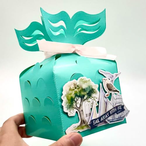 KSCRAFT 2025 Juni Sommer Strand Reise Metall Stanzformen Schablonen für DIY Scrapbooking Dekorative Prägung DIY Papier Karte (3D Meerjungfrau Geschenkbox) von KSCRAFT