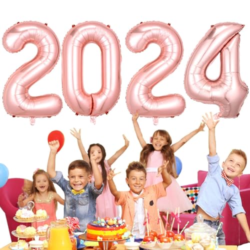 2024 -Ballons - 40 Zoll Folienballons | Glänzende ästhetische Riesen-Universal-2024-Luftballons in Gold für Abschlussdekorationen Kshsaa von KSHSAA