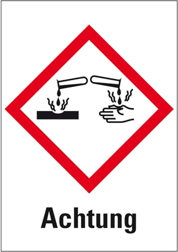 KSIGN Gefahrensymbol GHS 05, Ätzwirkung, Haftpapier, Format: 100x100 mm, Signalwort: Achtung, 250 Stück KSIGN Gefahrensymbol GHS 05, Ätzwirkung, Haftpapier, Format: 100x100 mm, Signalwort: Achtung, 250 Stück von KSIGN