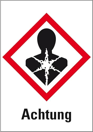 KSIGN Gefahrensymbol GHS 08, Gesundheitsgefahr, Signalwort Achtung, 52x74 mm, 500 Stück/Rolle, Folie von KSIGN