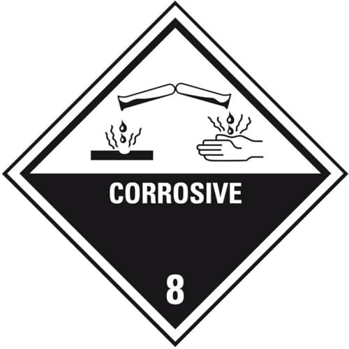 KSIGN Gefahrgutzettel Klasse 8, Corrosive, seewasserbeständige Folie, 250x250 mm, selbstklebend, DIN-konform von KSIGN