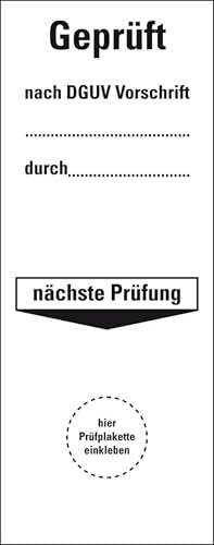 KSIGN Grundetikett Geprüft nach DGUV Vor..durch..NP, Folie, ablösbar, 40x100mm, 40/Heft, DGUV von KSIGN