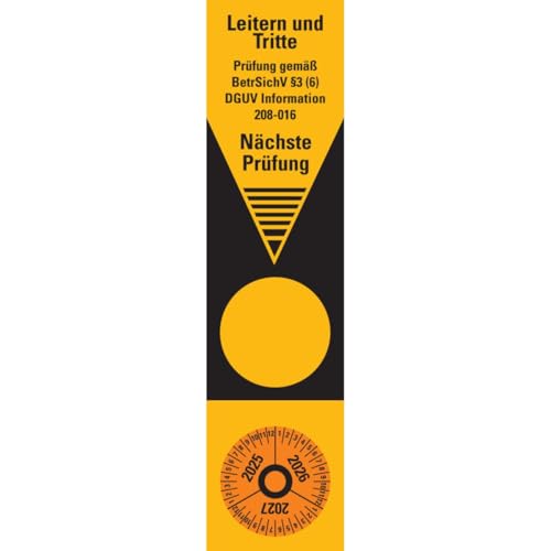 KSIGN Grundetikett Prüfung gemäß BetrSichV §3(6),DGUV Information,25-27,Folie,50x220mm von KSIGN