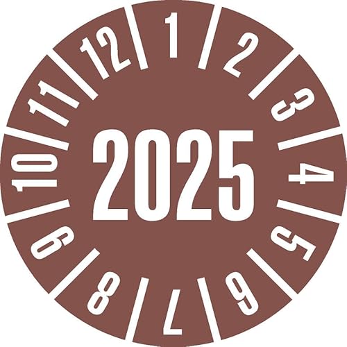 KSIGN Jahresprüfplakette 2025, Ø 20 mm, braun, Dokumentenfolie selbstklebend, 1 Heft = 180 Stück, innen KSIGN Jahresprüfplakette 2025, Ø 20 mm, braun, Dokumentenfolie selbstklebend, 1 Heft = 180 Stück, innen von KSIGN