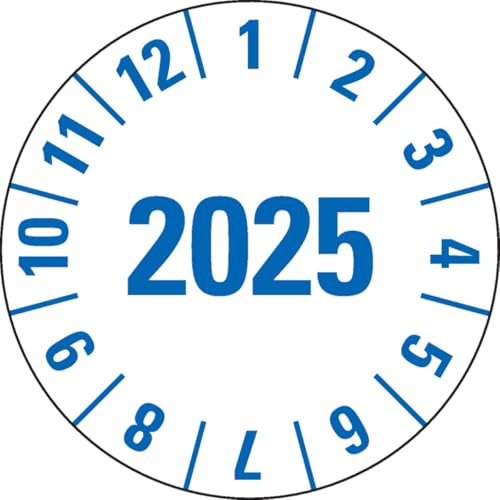 KSIGN Jahresprüfplakette 2025, stark haftend, weiß, Ø25 mm, Polyesterfolie, 1 Rolle = 500 Stück, Innenbereich von KSIGN