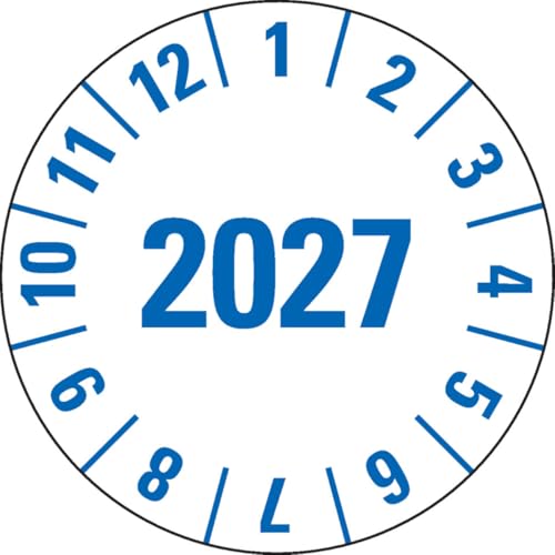 KSIGN Jahresprüfplakette 2027, stark haftend, weiß, Ø25 mm, Polyesterfolie, 1 Rolle = 500 Stück, Innenbereich KSIGN Jahresprüfplakette 2027, stark haftend, weiß, Ø25 mm, Polyesterfolie, 1 Rolle = 500 Stück, Innenbereich von KSIGN