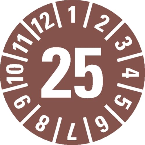 KSIGN Jahresprüfplakette 25, braun, ablösbare Folie, Ø 35 mm, 500 Stück/Rolle, für Innen- und Außeneinsatz KSIGN Jahresprüfplakette 25, braun, ablösbare Folie, Ø 35 mm, 500 Stück/Rolle, für Innen- und Außeneinsatz von KSIGN