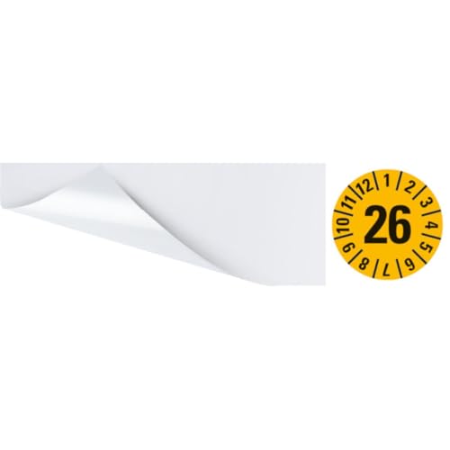 KSIGN Kabelprüfplakette 26, gelb, Folie, selbstklebend, 95x25mm, 60/Heft von KSIGN