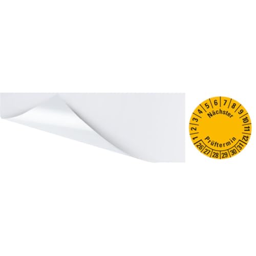 KSIGN Kabelprüfplakette Nächster Prüftermin 26-31, gelb, Folie, selbstklebend, 95x25mm, 6/Bogen von KSIGN