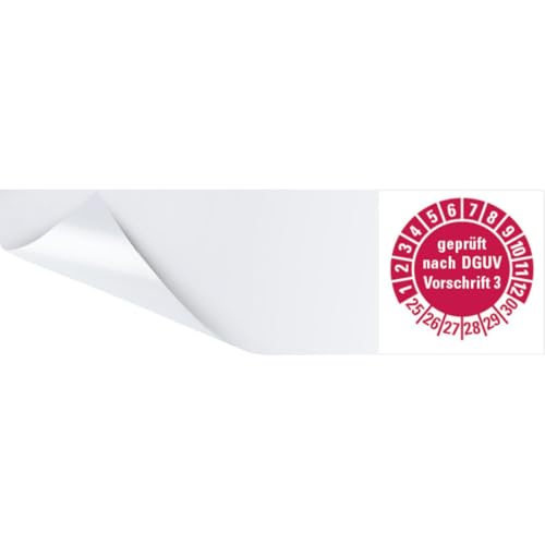 KSIGN Kabelprüfplakette geprüft nach DGUV 3 25-30,rot,Folie,selbstklebend,57x25mm,6/Bogen von KSIGN