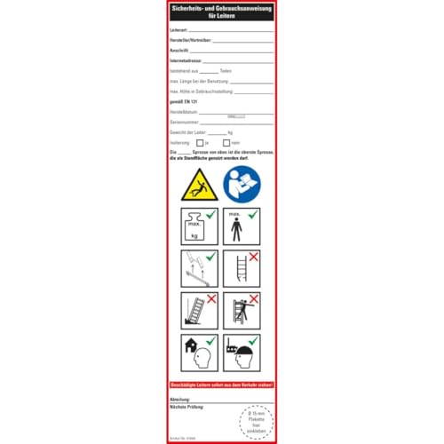 KSIGN Leiter-Gebrauchsanweisung Allgemein, Folie, selbstklebend, 50x200mm, 2/Bogen KSIGN Leiter-Gebrauchsanweisung Allgemein, Folie, selbstklebend, 50x200mm, 2/Bogen von KSIGN