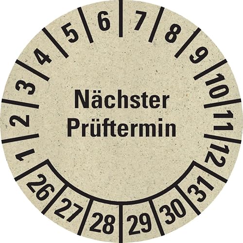 KSIGN Mehrjahresprüfplakette Nächster Prüftermin 2026–2031, wetterfest, Ø 30 mm, natur, 500 Stück/Rolle KSIGN Mehrjahresprüfplakette Nächster Prüftermin 2026–2031, wetterfest, Ø 30 mm, natur, 500 Stück/Rolle von KSIGN