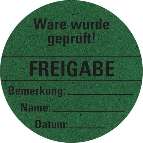 KSIGN Organisationsetikett Freigabe, grün, Primärfaser-Graspapier, selbstklebend, Ø 60 mm, 500/Rolle von KSIGN