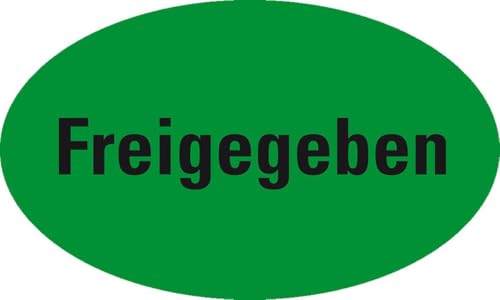 KSIGN Organisationsetikett Freigegeben, oval, grün, Haftpapier, ablösbar, 90x53mm, 500/Rolle von KSIGN