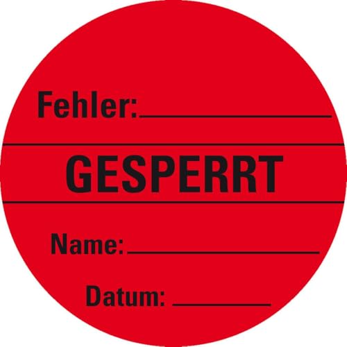 KSIGN Organisationsetikett Gesperrt, rot, Haftpapier, ablösbar, Ø 60mm,500/Rolle von KSIGN