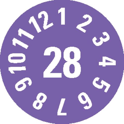 KSIGN Prüfplakette 2028, violett, Jahresprüfplakette, selbstklebend, Dokumentenfolie, Ø 8 mm, 180 Stück/Bogen KSIGN Prüfplakette 2028, violett, Jahresprüfplakette, selbstklebend, Dokumentenfolie, Ø 8 mm, 180 Stück/Bogen von KSIGN