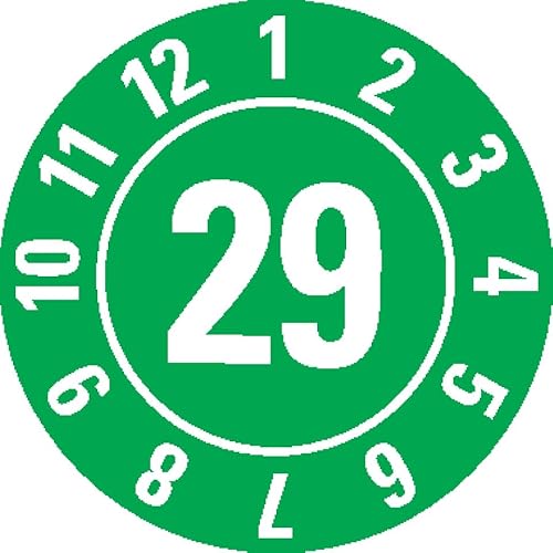 KSIGN Prüfplakette 2029, grün, Dokumentenfolie, Ø 10 mm, übertragungssicher, manipulationssicher, Rolle à 500 Stück von KSIGN