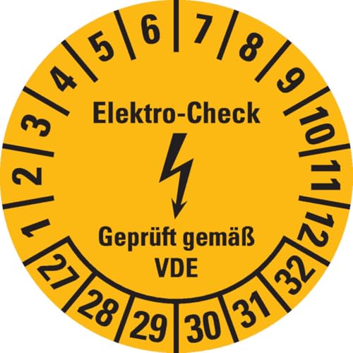 KSIGN Prüfplakette Elektro-Check, 27–32, gelb, Ø30 mm, Dokumentenfolie, 1 Rolle = 500 Stück, mehrjährig, VDE geprüft KSIGN Prüfplakette Elektro-Check, 27–32, gelb, Ø30 mm, Dokumentenfolie, 1 Rolle = 500 Stück, mehrjährig, VDE geprüft von KSIGN