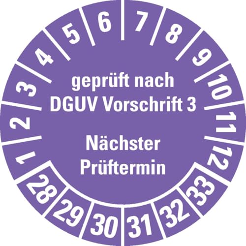 KSIGN Prüfplakette Geprüft nach DGUV Vorschrift 3, Mehrjahresplakette 2026–2031, blau, Ø 30 mm, 500 Stück von KSIGN
