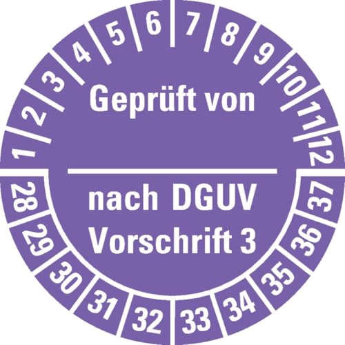 KSIGN Prüfplakette Geprüft von–nach DGUV Vorschrift 3, Ø 25 mm, orange, Dokumentenfolie, 500 Stück je Rolle von KSIGN