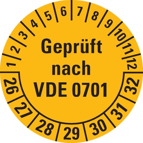 KSIGN Prüfplakette geprüft nach VDE 0701, Jahresfarben 2026–2032, Ø 30 mm, gelb, Mehrjahresetikett, 500 Stück KSIGN Prüfplakette geprüft nach VDE 0701, Jahresfarben 2026–2032, Ø 30 mm, gelb, Mehrjahresetikett, 500 Stück von KSIGN