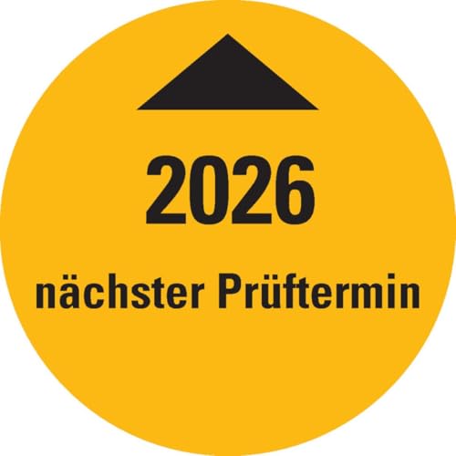 KSIGN Systemprüfplakette nächster Prüftermin 2026, gelb Dokumentenfolie, Ø 30mm, 10/Bogen von KSIGN