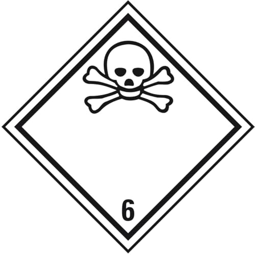 KSIGN Verpackungskennzeichen Klasse 6.1 Giftig, Haftpapier, permanent haftend, 100x100 mm, 1000 Stück je Rolle, ADR von KSIGN