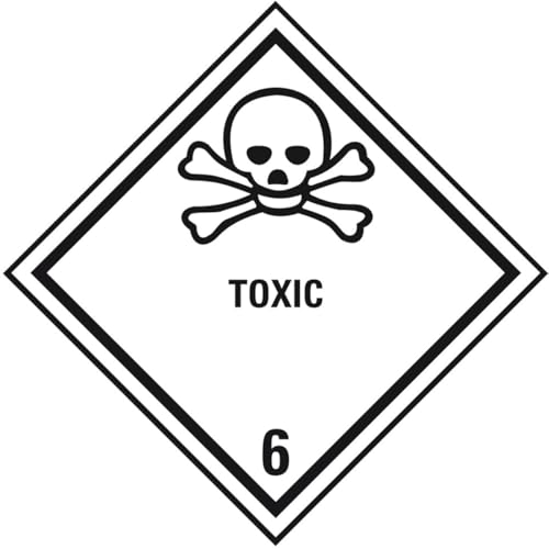 KSIGN Verpackungskennzeichen Klasse 6.1 Giftig mit Zusatz UN-Nr., Haftpapier, 100x100 mm, 1000 Stück je Rolle, IATA von KSIGN