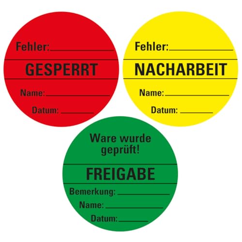 KSIGN Vorteils-Set, 3 Rollen Organisationsetiketten, Ø60 mm, Haftpapier, ablösbar, je 500 Stück pro Rolle von KSIGN